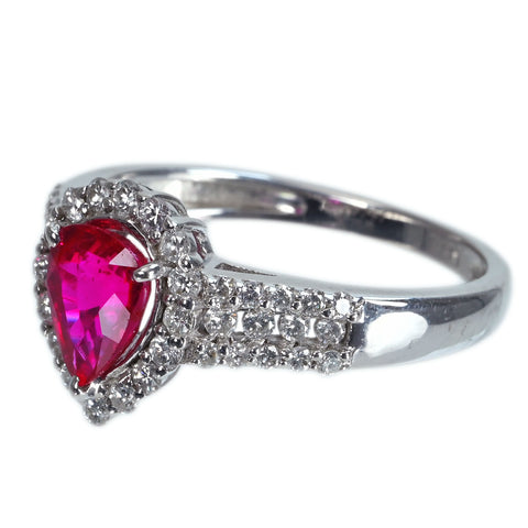 【中古】K18WG RUBY モザンビーク産非加熱ルビーリング R1.11ct D0.47ct GRS鑑別書 3.5g ＃14