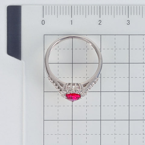 【中古】K18WG RUBY モザンビーク産非加熱ルビーリング R1.11ct D0.47ct GRS鑑別書 3.5g ＃14