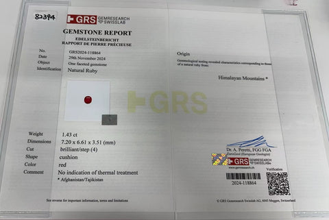 [Used] PT900 NON-HEATED RUBY RING R1.43ct D0.41ct GRS Certificate 6.4g #12