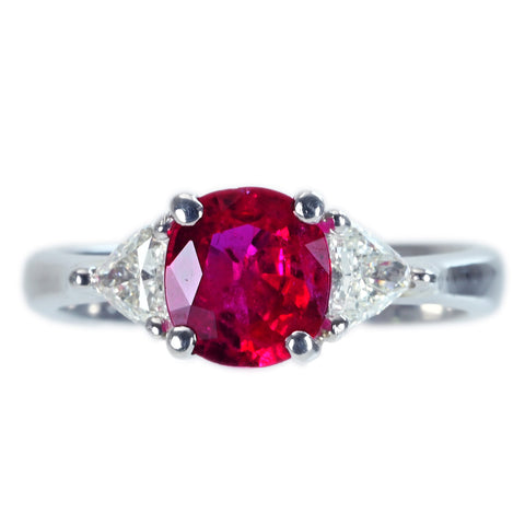 [Used] PT900 NON-HEATED RUBY RING R1.43ct D0.41ct GRS Certificate 6.4g #12