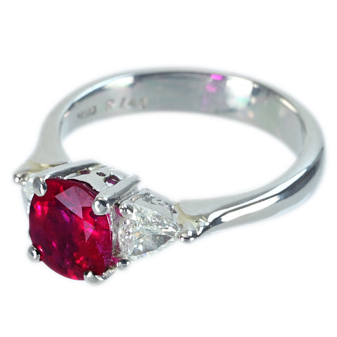[Used] PT900 NON-HEATED RUBY RING R1.43ct D0.41ct GRS Certificate 6.4g #12