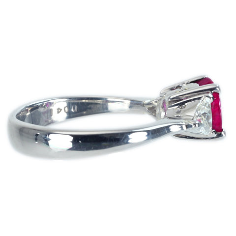 [Used] PT900 NON-HEATED RUBY RING R1.43ct D0.41ct GRS Certificate 6.4g #12