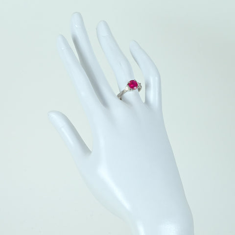 [Used] PT900 NON-HEATED RUBY RING R1.43ct D0.41ct GRS Certificate 6.4g #12