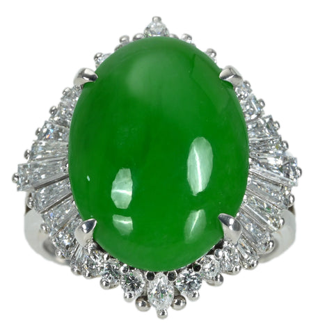 [Used] PT900 Jadeite Ring, Jadeite 13.16ct, D1.87ct, 13.9g, #16 