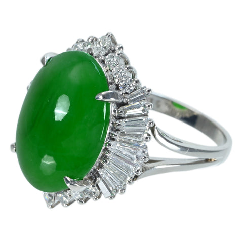 [Used] PT900 Jadeite Ring, Jadeite 13.16ct, D1.87ct, 13.9g, #16 