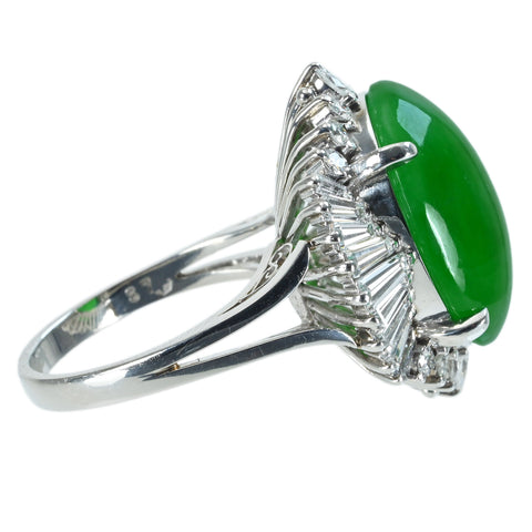 [Used] PT900 Jadeite Ring, Jadeite 13.16ct, D1.87ct, 13.9g, #16 