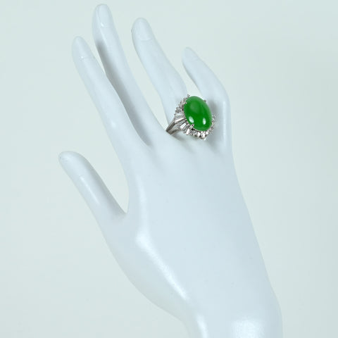 [Used] PT900 Jadeite Ring, Jadeite 13.16ct, D1.87ct, 13.9g, #16 