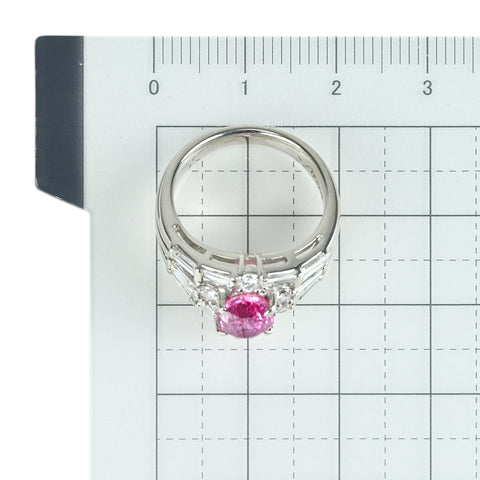 【中古】 Pt900  PINK SAPPHIRE ナチュラルオレンジ ピンクサファイア リング  S2.13ct D0.94ct 9.5g #10.5 GRS鑑別書