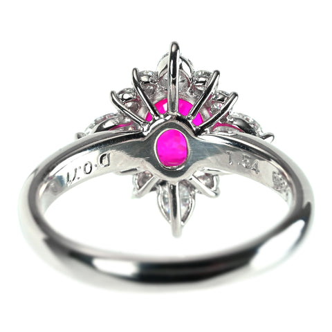 【中古】PT900 RUBY ビルマ産ルビーリング R1.54ct D0.71ct ＃12 GRS鑑別書付き