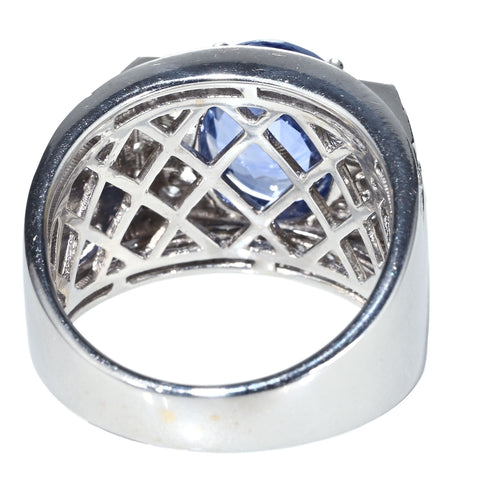 【中古】K18WG NO HEAT SAPPHIRE RING 非加熱サファイアリング S4.93ct D1.16ct GRS鑑別書 14.0g #17.5