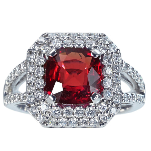 Pre-owned PT950 NO HEAT SAPPHIRE RING, PS 2.45ct, D 0.70ct, GRS Certificate, 8.9g, #13 