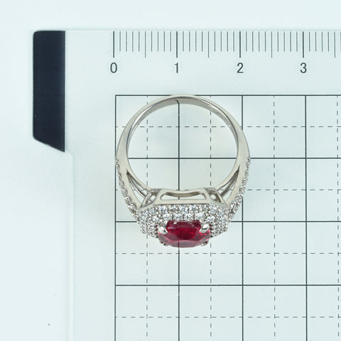 Pre-owned PT950 NO HEAT SAPPHIRE RING, PS 2.45ct, D 0.70ct, GRS Certificate, 8.9g, #13 