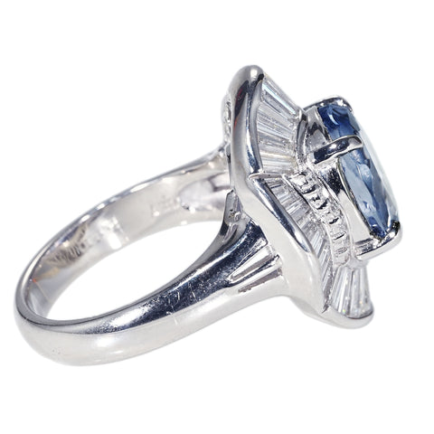 【中古】PT900 NO HEAT SAPPHIRE RING スリランカ産非加熱サファイアリング S6.87ct D1.70ct GRS鑑別書 13.3g
