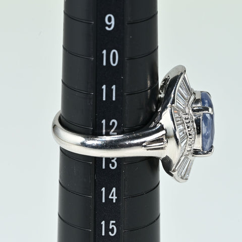 【中古】PT900 NO HEAT SAPPHIRE RING スリランカ産非加熱サファイアリング S6.87ct D1.70ct GRS鑑別書 13.3g