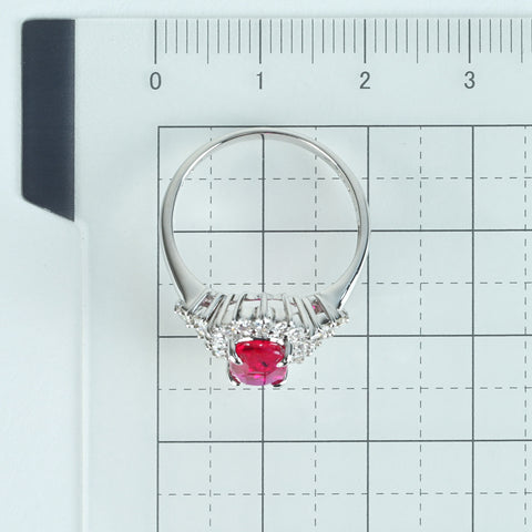 【中古】K18WG NO HEAT RUBY RING モザンビーク産非加熱ルビーリング R2.01ct D0.60ct GRS鑑別書 3.6g #14