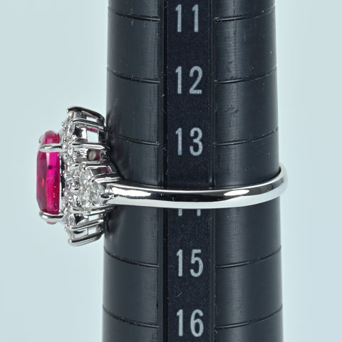 【中古】K18WG NO HEAT RUBY RING モザンビーク産非加熱ルビーリング R2.01ct D0.60ct GRS鑑別書 3.6g #14