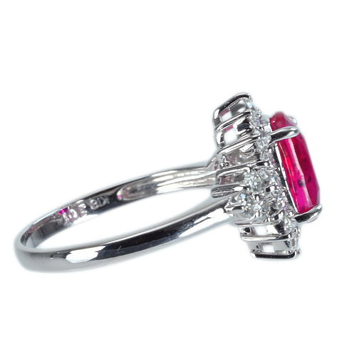 【中古】K18WG NO HEAT RUBY RING モザンビーク産非加熱ルビーリング R2.01ct D0.60ct GRS鑑別書 3.6g #14