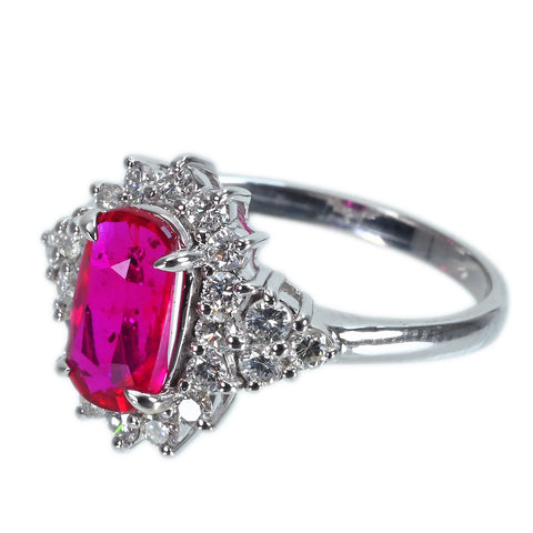 【中古】K18WG NO HEAT RUBY RING モザンビーク産非加熱ルビーリング R2.01ct D0.60ct GRS鑑別書 3.6g #14