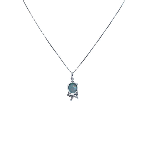 【中古】K18WG/PT900 OPAL セミブラックオパールペンダントネックレス BO2.18ct D0.17ct 4.4g