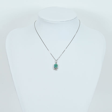 【中古】K18WG/PT900 OPAL セミブラックオパールペンダントネックレス BO2.18ct D0.17ct 4.4g