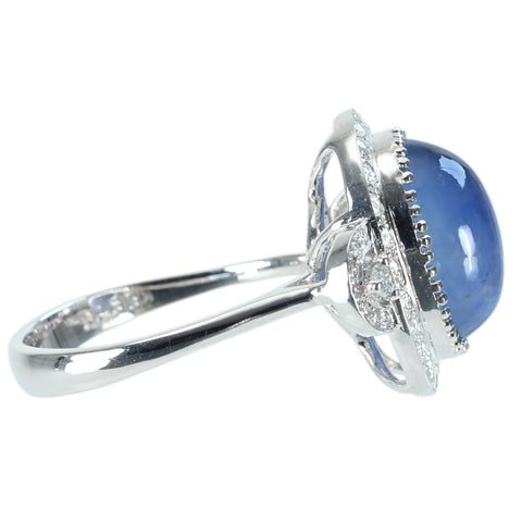 【中古】K18WG STAR SAPPHIREスターサファイアリング SS8.26ct D0.50ct 6.6g #14