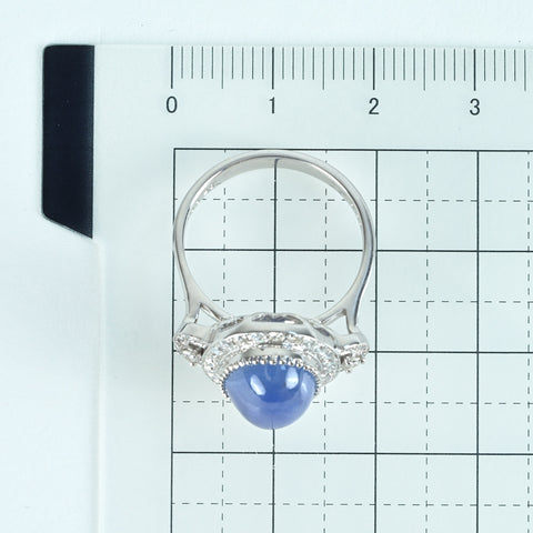 【中古】K18WG STAR SAPPHIREスターサファイアリング SS8.26ct D0.50ct 6.6g #14