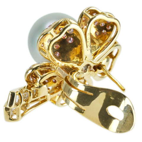 Pre-owned 18K Yellow Gold Pearl Earrings with White South Sea Pearls, 12.4mm diameter, 4.05ct diameter, Aurora Venus, 25.0g, with a Pearl Science Institute (Shinkaken) Certificate of Authenticity. 