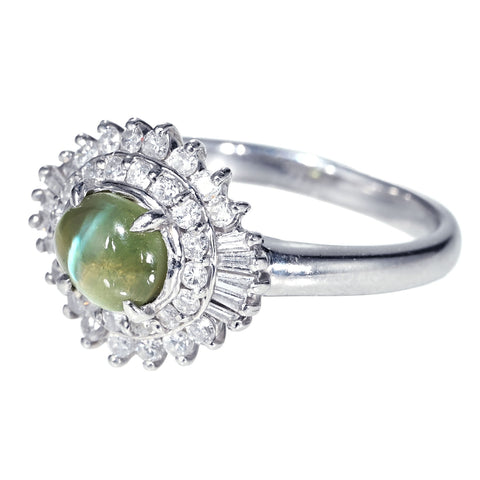 【中古】PT900 CATS EYE RING クリソベリルキャッツアイリング CE1.279ct D0.48ct 5.9g #10