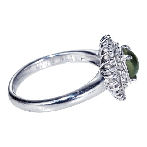 【中古】PT900 CATS EYE RING クリソベリルキャッツアイリング CE1.279ct D0.48ct 5.9g #10
