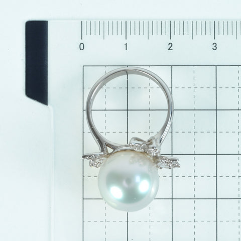 【中古】K18WG SOUTH SEA PEARL RING 白蝶パールリング P13.6mm D0.54ct 8.6g #13
