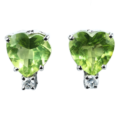【中古】K18WG PERIDOT DIAMOND EARRINGS ハートシェイプ ペリドットピアス 2.5g