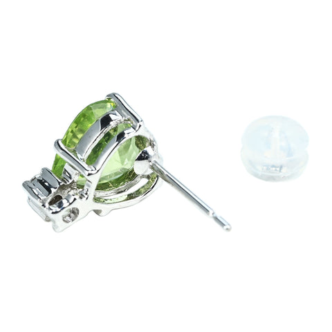 【中古】K18WG PERIDOT DIAMOND EARRINGS ハートシェイプ ペリドットピアス 2.5g