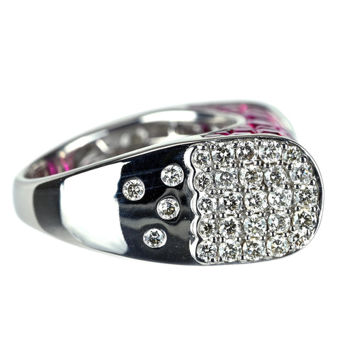 【中古】K18WG RUBY ルビーリング ミステリーセッティング R5.30ct D1.10ct 11.6g #12