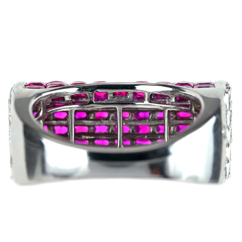 【中古】K18WG RUBY ルビーリング ミステリーセッティング R5.30ct D1.10ct 11.6g #12