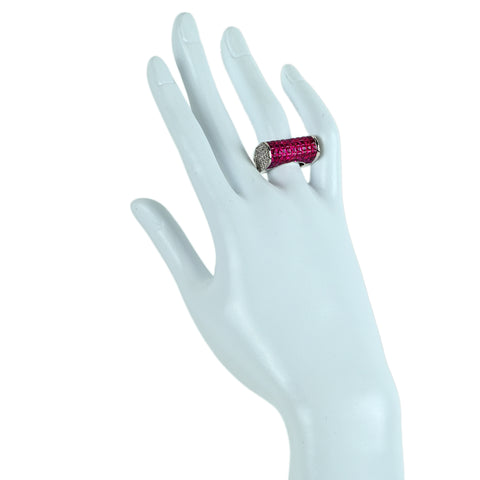 【中古】K18WG RUBY ルビーリング ミステリーセッティング R5.30ct D1.10ct 11.6g #12