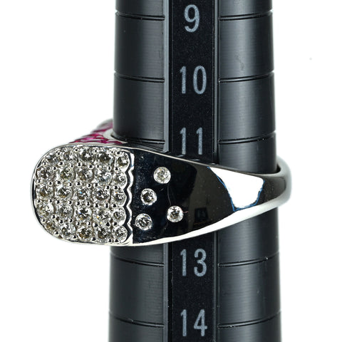 【中古】K18WG RUBY ルビーリング ミステリーセッティング R5.30ct D1.10ct 11.6g #12