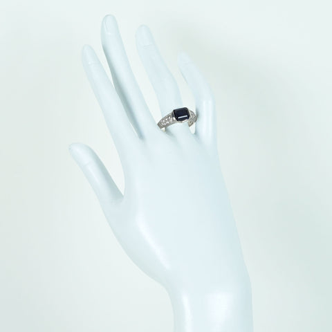 【中古】PT900 SAPPHIRE サファイアリング S3.42ct D0.59ct 8.5g #19.5