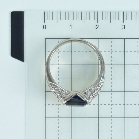 【中古】PT900 SAPPHIRE サファイアリング S3.42ct D0.59ct 8.5g #19.5