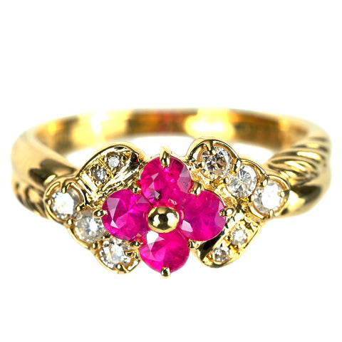 【中古】K18YG RUBY ルビーリング R0.50ct D0.22ct 3.7g #10.5