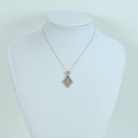 【中古】K18WG DIAMOND NECKLACE ダイヤモンドペンダントネックレス D1.20ct 5.3g