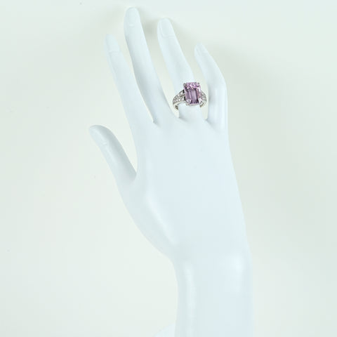 【中古】PT900 KUNZITEクンツァイトリング K10.01ct D0.34ct JGGCミニ鑑別 10.2g #12.5