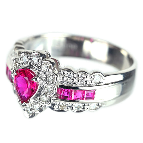 【中古】PT900 RUBY ルビーリング R0.43ct R0.34ct D0.21ct 7g #12.5