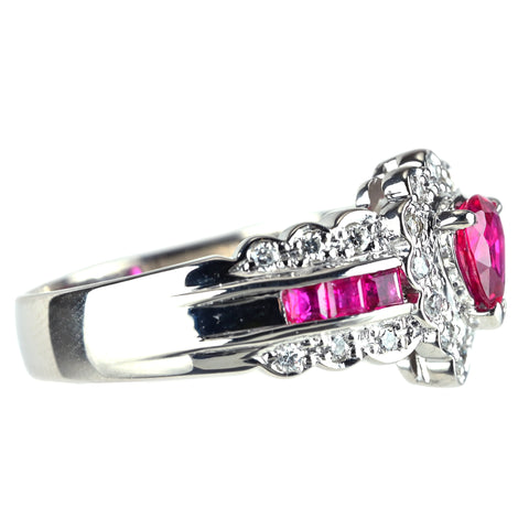 【中古】PT900 RUBY ルビーリング R0.43ct R0.34ct D0.21ct 7g #12.5