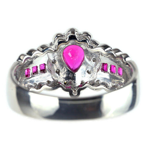 【中古】PT900 RUBY ルビーリング R0.43ct R0.34ct D0.21ct 7g #12.5