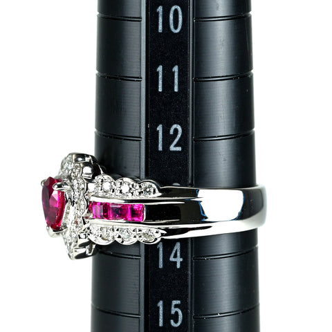 【中古】PT900 RUBY ルビーリング R0.43ct R0.34ct D0.21ct 7g #12.5