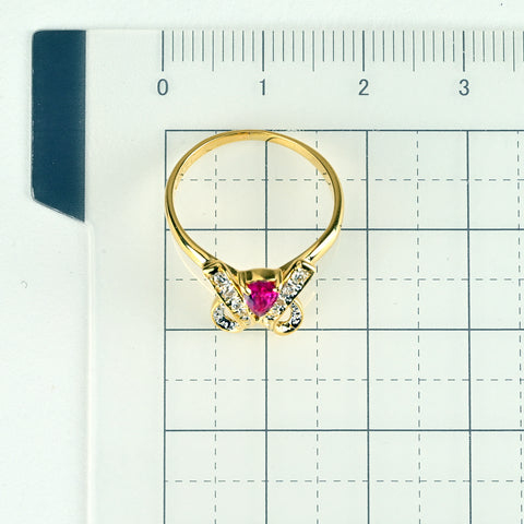 【中古】K18YG RUBYルビーリング R0.25ct D0.07ct 2.2g #8.5