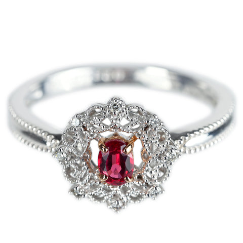 【中古】PT900/K18 RED SPINEL レッドスピネルリング RS0.231ct D0.04ct 日独宝石研究所ｿ 4.1g #12