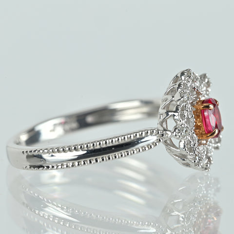 【中古】PT900/K18 RED SPINEL レッドスピネルリング RS0.231ct D0.04ct 日独宝石研究所ｿ 4.1g #12