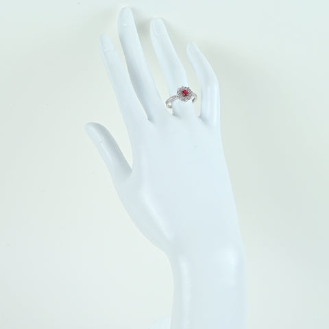 【中古】PT900/K18 RED SPINEL レッドスピネルリング RS0.231ct D0.04ct 日独宝石研究所ｿ 4.1g #12
