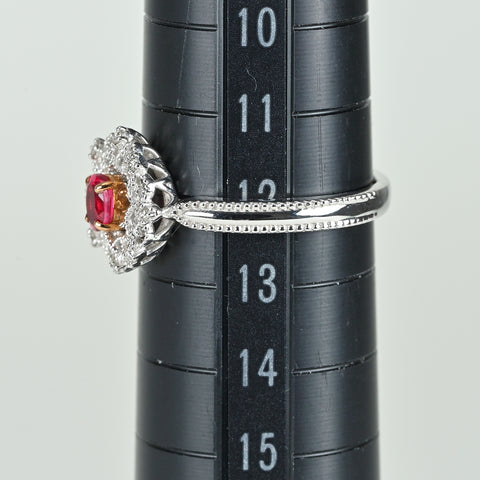 【中古】PT900/K18 RED SPINEL レッドスピネルリング RS0.231ct D0.04ct 日独宝石研究所ｿ 4.1g #12